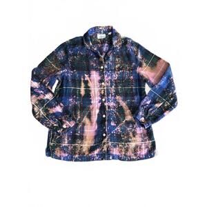 Upcycled and Distressed Button-Up Flannel Shirt | Size XS | OOAK
